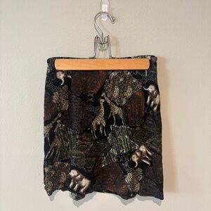 VINTAGE‎ CALIFORNIA KRUSH Women’s Mini Skirt with Animal Safari Print 90s Medium